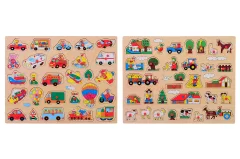 Wooden knobpuzzle ± 45x35 cm. 2 assorted