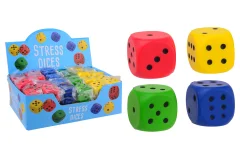 Stress dice in display, 4 assorted