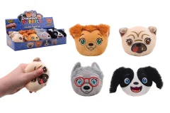 Slow rise plush squeez dogs, 4 assorted
