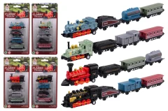 Locomotive playset pull-back 4 pieces Die-Cast, 4 assorted