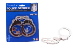 Metal handcuffs on card