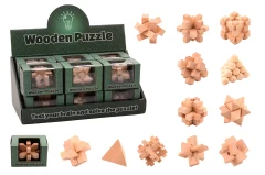 Wooden puzzle exercise your mind 12 assorted in display