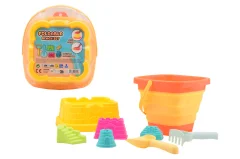 Foldable beach bucket with accessories